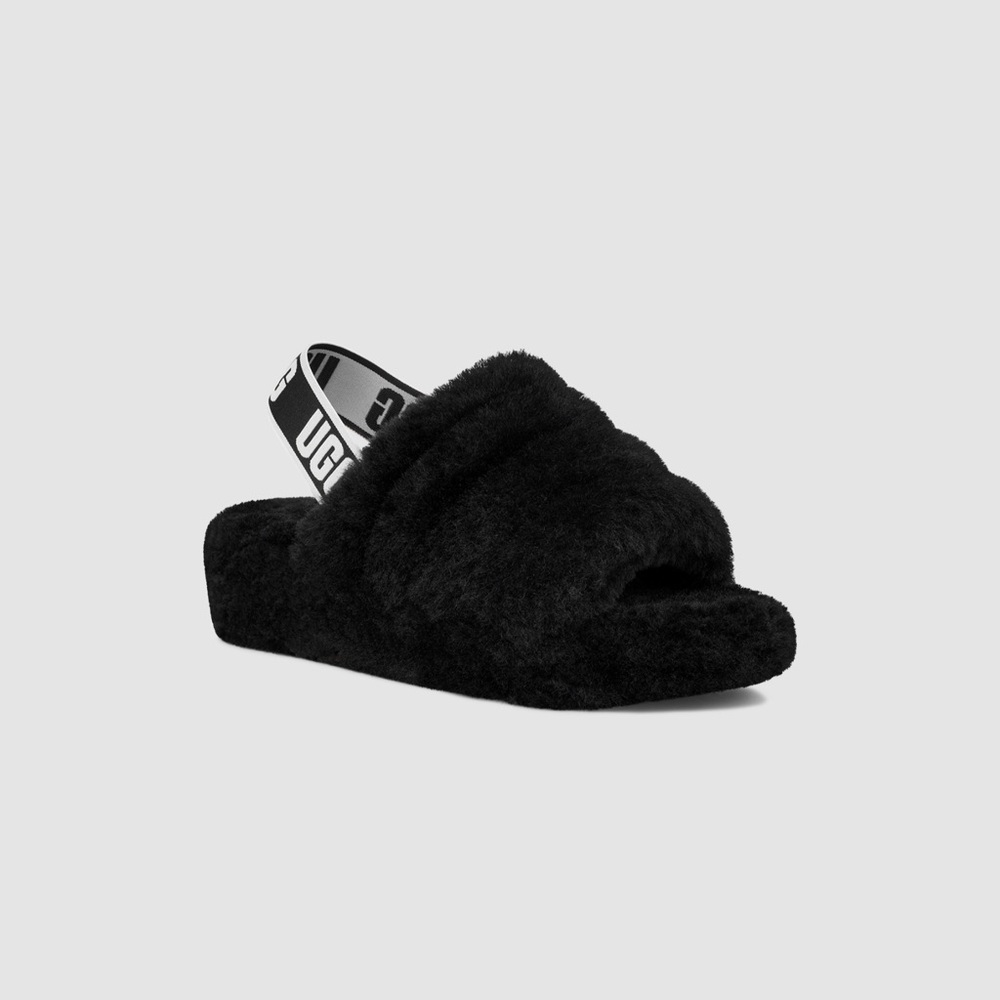 Black Ugg Fluff Yeah Slippers